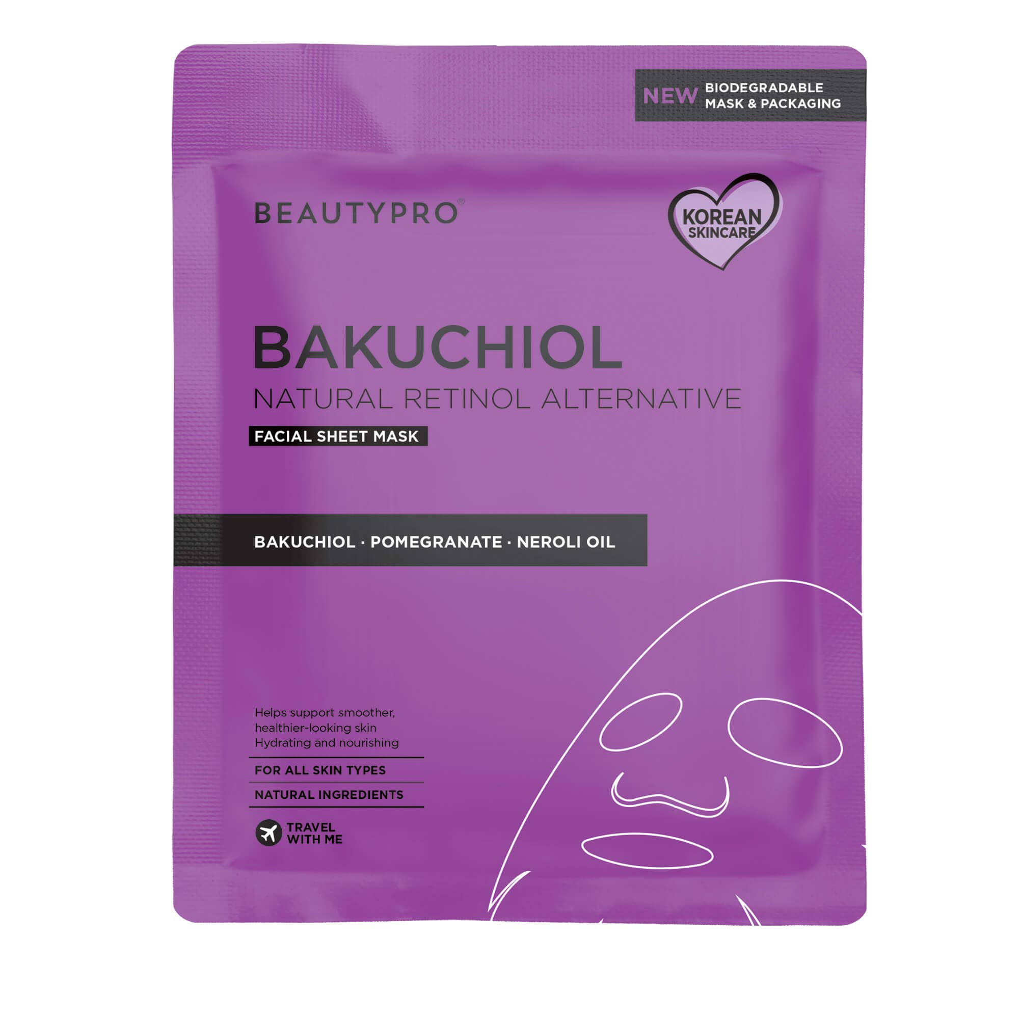 BAKUCHIOL Natural Retinol Facial Sheet Mask - 100% Biodegradable