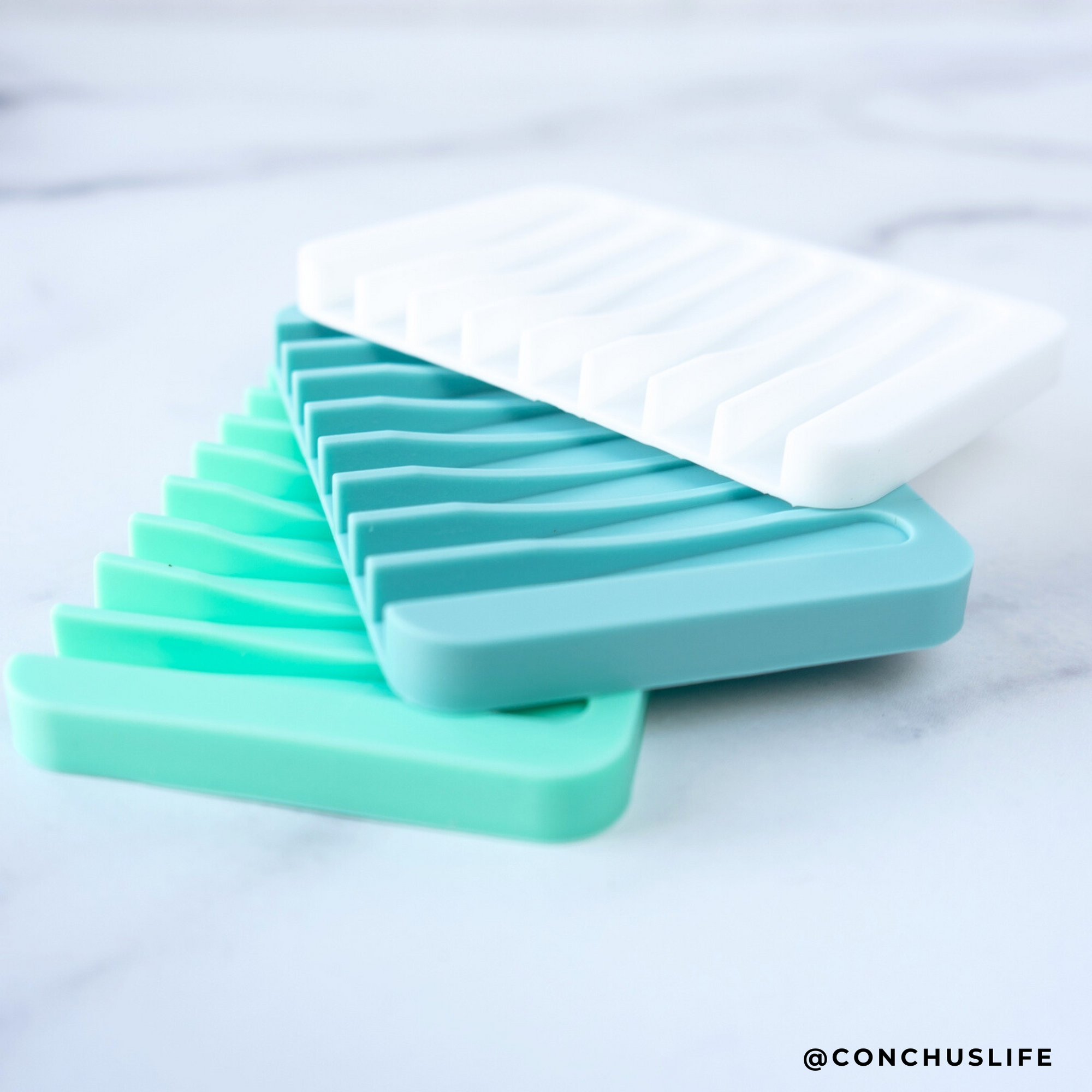 Waterfall Silicone Soap Dish - Glacial Blue