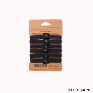 Hair Ties - Plastic Free - 6 Pack (Black)