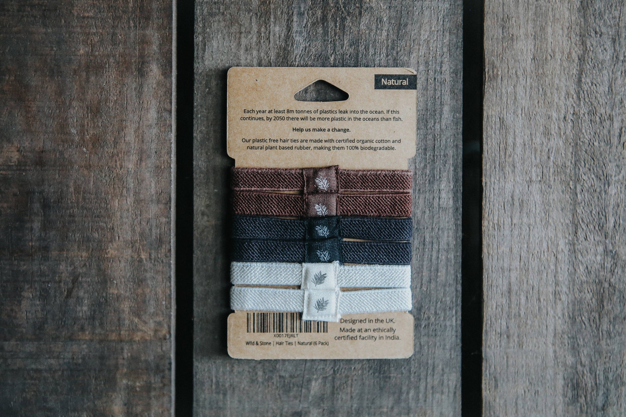 Hair Ties - Plastic Free - 6 Pack (Natural Mix)