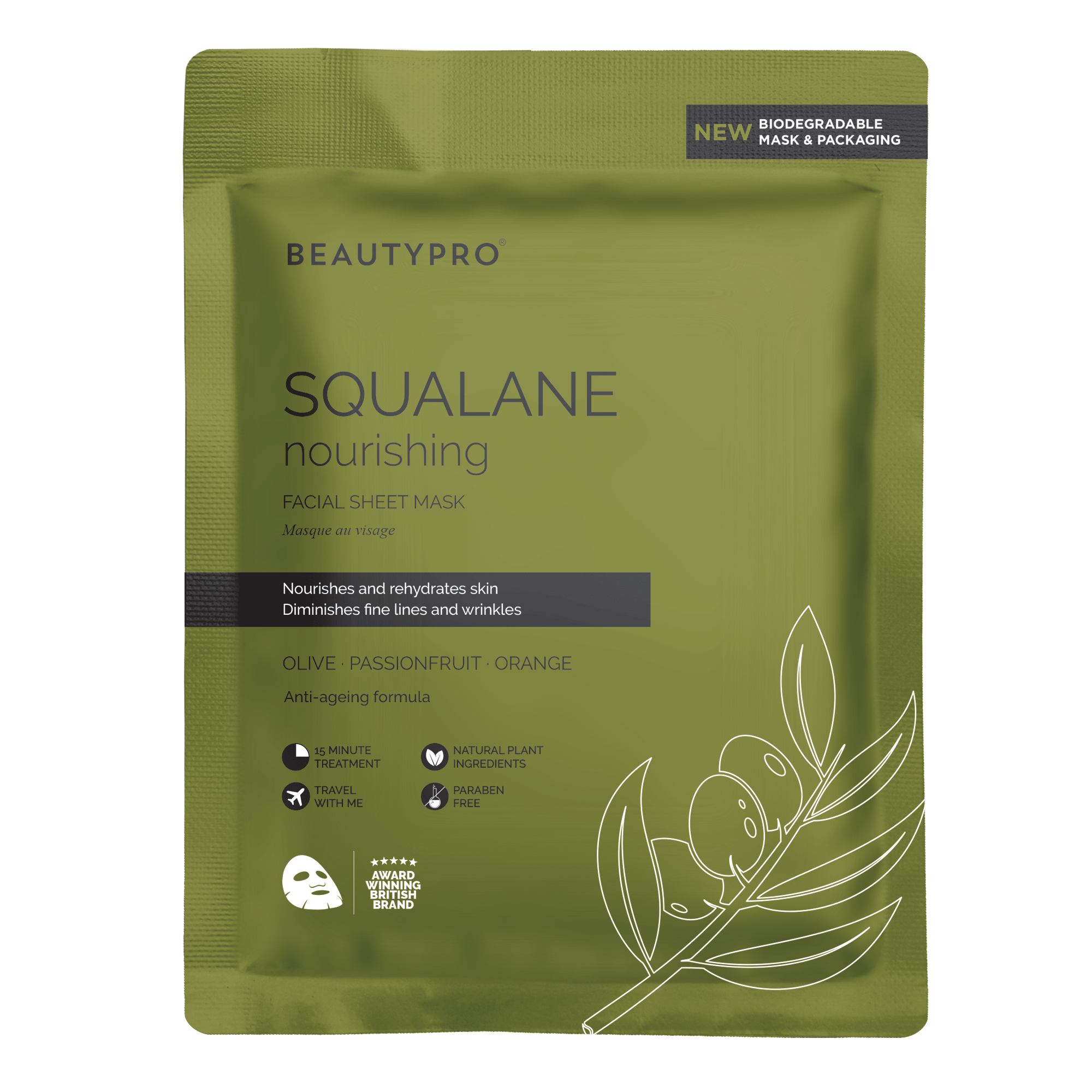 SQUALANE Nourishing Sheet Mask - 100% Biodegradable, Vegan