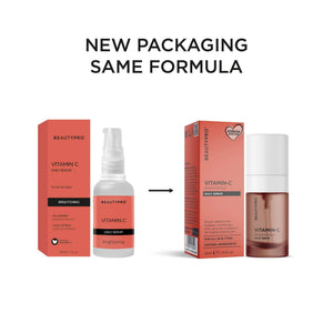 BEAUTYPRO Vitamin C serum new packaging same formula — updated design same plant-based brightening serum