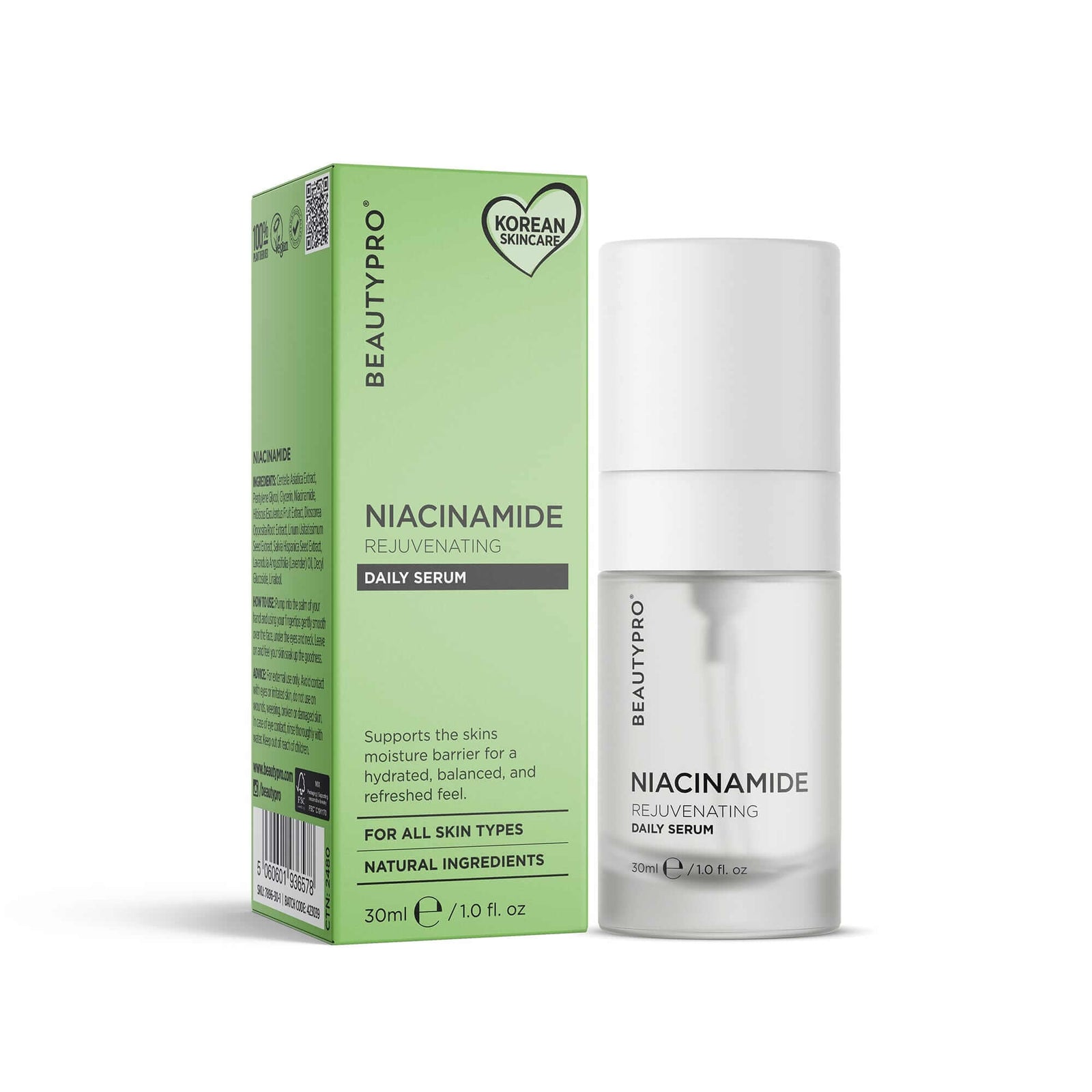 BEAUTYPRO Niacinamide 2% Daily Serum 30ml with box — Korean skincare blemish control serum for all skin types